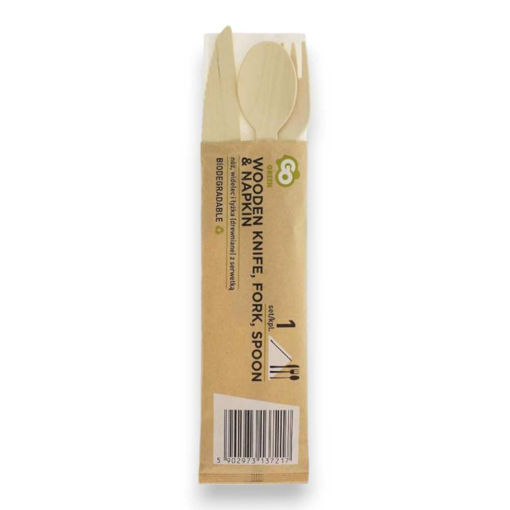 Picture of ECO FRIENDLY WOODEN CUTLERY WITH NAPKIN